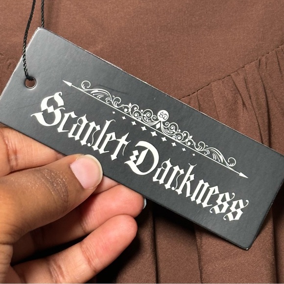 Scarlet Darkness Brown High Waist A-Line Renaissance Swing Skirt with Pockets M - Picture 10 of 16